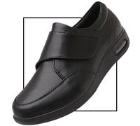 Wide Fitting Velcro Shoes Mens Casual Shoes Comfortable for Walking Work Office Dress Outdoor Extra Wide Adjustable Closure Walking Leather Shoes (Color : Black, Size : 6.5 UK)
