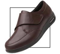 Wide Fitting Velcro Shoes Mens Casual Shoes Comfortable for Walking Work Office Dress Outdoor Extra Wide Adjustable Closure Walking Leather Shoes (Color : Brown, Size : 7 UK)