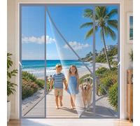 Wide Fly Screen for Double Doors 140x270cm Double Door with Full Frame Hook&Loop Instant Mesh Kids/Pets Walk Through Easily Ideal for Warm Climate Homes Grey