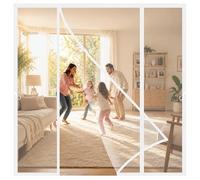 Wide Fly Screen for Double Doors White 120x190cm Closes Instantly and Quietly After Every Pass for Large Porch Entries and Conservatory Transitions
