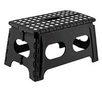 Wide Folding Step Stool, Plastic Foldable Stepping Stool, Lightweight Non Slip Foot Stool, Portable Step up Stool with Carrying Handle, Collapsible Step Stool for Kids & Adults (Black)