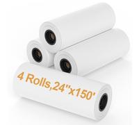 Wide Format Paper,4 Rolls 24 in x 150 ft CAD Rolls,Plotter Paper on 2 in Core for CAD Drawings,Engineering Plans,GIS Maps & Architectural Designs