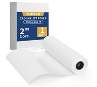 Wide Format Paper Roll,36" x 150 ft Plotter Paper with 2 Inch Core for CAD and Inkjet Printing Premium Bond Papers for Engineering Architectural and Maps（1 roll）