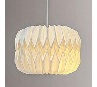 Wide Geometric Origami Ceiling Paper Lampshade White