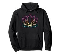 Wide Gradient Lotus Outline Minimal Zen Meditation Icon Pullover Hoodie