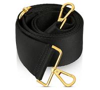 Wide Handbags strap Replacement Shoulder Luggage strap Adjustable Purse with Gold Hardware for Men Women (Black, 1.97 Inch)