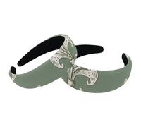 Wide Head Bands Hoops for Hair, Padded Thick Women Headbands, Retro Iris Ethnic Pattern Sage Green Elastic Cute Headband Head Wrap, Wide Top Turban Hair Bands, Set of 2