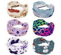 Wide Headband, Elastic Hairband Headwear, 6 Packs Twist Head Wrap, Turban Headband Landscape Mountain Forest Background Hair Accessories for Women