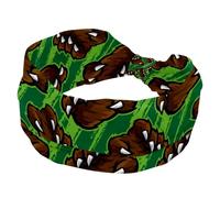 Wide Headband, Headbands for Women Girls, Grizzly Bear Feral Claw Knotted Cross Turban Head Band, Non Slip Hairband for Yoga Workout Running