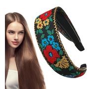 Wide Headband, Wide Headbands for Women, Boho Embroidered Head Bands for Women Hair | Vintage Handmade Headband, Girls Hair Accessories for Most Hairstyles, Wear