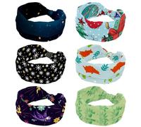 Wide Headbands for Women Christmas Elements Ball Tree Box Elastic Turban Headband, 6 PCS Non Slip Hair Band, Sweat Workout Head Bands Fashion Head Wraps Hair Accessories