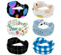 Wide Headbands for Women, Colorful Pumpkin Pattern 6 PCS Non Slip Workout Headband, Elastic Hair Bands, Sweat Yoga Hairband, Knotted Head Wraps for Girl Ladies
