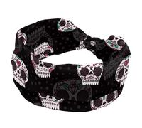 Wide Headbands for Women Elastic Turban Headband Gothic Punk Boho Skull Head Non Slip Hair Band, Sweat Workout Head Bands Fashion Head Wraps Hair Accessories