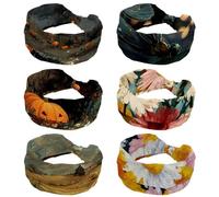 Wide Headbands for Women, Fantasy Dragonfly Turban Headband Hairband Hair Twisted Knot Accessories, 6 Pack