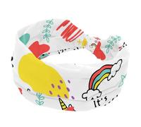 Wide Headbands for Women Hand Drawn Animals Words Pattern Elastic Turban Headband Non Slip Hair Band, Sweat Workout Head Bands Fashion Head Wraps Hair Accessories