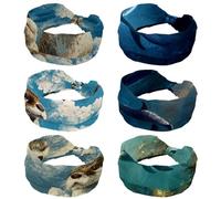 Wide Headbands for Women Knotted No Slip Head Bands Soft Turban Headband Hair Accessories Dolphin under the Sea (2) Head Wraps for Women Yoga Workout Pack of 6