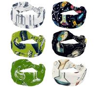 Wide Headbands for Women Knotted No Slip Head Bands Soft Turban Headband Hair Accessories_Science doodle Head Wraps for Women Yoga Workout Pack of 6