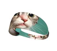 Wide Headbands for Women Men - A Curious cat Print Head Tie/Elastic Sports Hairbands, for Workout Running