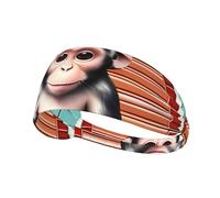 Wide Headbands for Women Men - The Silent Monkey Print Head Tie/Elastic Sports Hairbands, for Workout Running