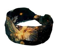 Wide Headbands for Women, No Slip Turban Headband, Comfortable Knotted Hair Bands, Butterfly with Daisy Sparkle Trail in the Sky Stretch Head Wrap, Fashion Hair Accessories