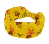 Wide Headbands for Women Non Slip, Autumn Acorn Leaf Pattern Workout Headband, Elastic Hair Bands, Sweat Yoga Hairband, Knotted Head Wraps for Girl Ladies