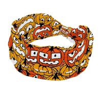 Wide Headbands for Women Non Slip, Halloween Pumpkin Workout Headband, Elastic Hair Bands, Sweat Yoga Hairband, Knotted Head Wraps for Girl Ladies