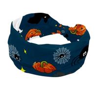 Wide Headbands for Women Non Slip, Halloween Pumpkin Youkai Ghost Beautiful Workout Headband, Elastic Hair Bands, Sweat Yoga Hairband, Knotted Head Wraps for Girl Ladies