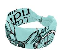 Wide Headbands for Women Non Slip, Vintage I Love Ride My Bike Workout Headband, Elastic Hair Bands, Sweat Yoga Hairband, Knotted Head Wraps for Girl Ladies