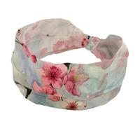 Wide Headbands for Women Pink Cherry Blossom Yoga Workout Sweat Headbands Elastic No Slip Hair Bands Twisted Knot Headwraps