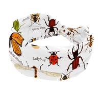 Wide Headbands for Women, Stretchy Head Bands, Non Slip Sports Hair Bands, Butterfly Ladybug Firebug Ant Spider Fashion Wide Headband for Yoga, Workout, Daily