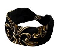 Wide Headbands for Women, Stretchy Thick Turban Non-Slip Accessories Bands for Workout Skincare Daily Use - Fleur De Lis Heraldic Icon