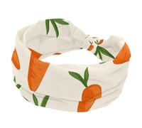 Wide Headbands for Women, Stretchy Thick Turban Non-Slip Accessories Bands for Workout Skincare Daily Use - Easter Seamless Cute Carrots Pattern
