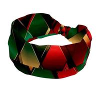Wide Headbands for Women, Stretchy Thick Turban Non-Slip Accessories Bands for Workout Skincare Daily Use - Christmas Abstract Geometric Elements Pattern