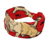Wide Headbands for Women, Stretchy Thick Turban Non-Slip Accessories Bands for Workout Skincare Daily Use - Cute Dogs and Bones