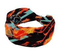 Wide Headbands for Women, Stretchy Thick Turban Non-Slip Accessories Bands for Workout Skincare Daily Use - Race Car with Finish Line Flags Pilot and Flames Pattern