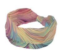 Wide Headbands for Women Yoga Workout Sweat Headbands Flowing Artistic Various Shades Swirl Lines Elastic No Slip Hair Bands Twisted Knot Headwraps