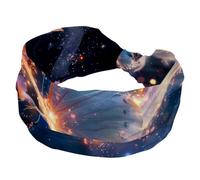 Wide Headbands, Hairbands for Women, Flowers with Butterfly in the Sky Shiny Trail Stretchy Headband, Elastic Head Wrap Hair Accessories, Twisted Cross Hairband