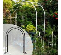 Wide Heavy Duty Galvanized Metal Rose Arch Pergola Trellis for Climbing Plants 350 x 250 cm (11.4 x 8.2 ft) Garden Support Structure in Black