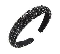Wide High Skull Headband With Sparkling Rhinestones Artificial Pearls For Weddings Ceremonies And Everyday Wear