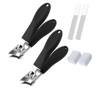 Wide Jaw Opening Anti-Splash Slanted Nail Clipper,Audientce Clippers, Angled Clippers for Thick Toenails, Curved Toenail Long Handle No Splash Fingernail (2pcs*Black)