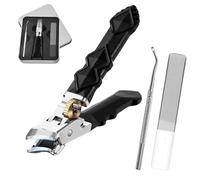 Wide Jaw Opening Anti-Splash Slanted Nail Clipper, Long Handled Ergonomic Curved Toenail Clippers Sets for Seniors, Sharp Wide Jaw Thick Toe Nail Trimmer for Women Men