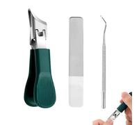 Wide Jaw Opening Anti-Splash Slanted Nail Clipper, Sharp Curved Blade Nail Cutter, Heavy Duty Stainless Steel Nail Clippers, Suitable for Thick Nails Ingrown Toenails Fingernails (Dark Green)