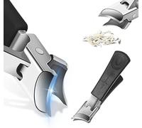 Wide Jaw Opening Anti-Splash Slanted Nail Clipper, Slanted Nail Clippers Curved Toenail Clippers for Thick Toenails, Ingrown Nail Clippers Wide Jaw Slanted Toenail Clippers (Black) (Black)