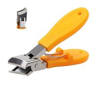 Wide Jaw Opening Anti-Splash Slanted Nail Clippers,Heavy Duty Nail Clippers for Thick Nails,Curved Toenail Clippers for Ingrown Toenail,Angled Nail Cutter for Women Men (Orange)