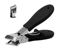 Wide Jaw Opening Anti-Splash Slanted Nail Clippers,Heavy Duty Nail Clippers for Thick Nails,Curved Toenail Clippers for Ingrown Toenail,Angled Nail Cutter for Women Men (Black)