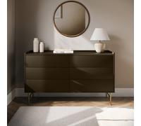 Wide Khaki Green Modern 6 Drawer Chest of Drawers - Zane