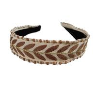 Wide Knotted Hairband With Leaf Embroidery Design Headband Soft Fabric Hair Decoration Fashion Headwear For Women Girls