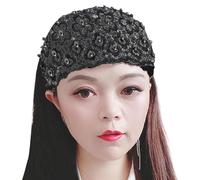 Wide Lace Headband - Flower Pearl Lace, Elastic Band | Soft Hair Scarf with Breathable Material for Women and Girls for Yoga Training in the Gym and Everyday Casual