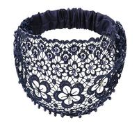 Wide Lace Headband - Stretch Band, Pearl Detail | Soft Stretch Turban with Embroidered Pattern and Decorative Texture for Styling or Upgrading Outfits for Everyday Look Purposes