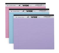 Wide Landscape Legal Pad 11'X9.5' 40 Sheets 3/Pkg-Pink/Orchid/Blue, College Rule